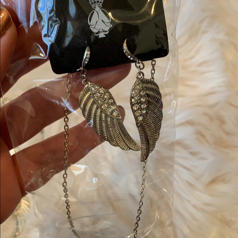 Silver bling crystal earrings and necklace wing - Picture 4 of 5